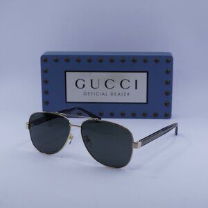 Gucci GG0528S 006 Aviator Sunglasses – Gold\Grey